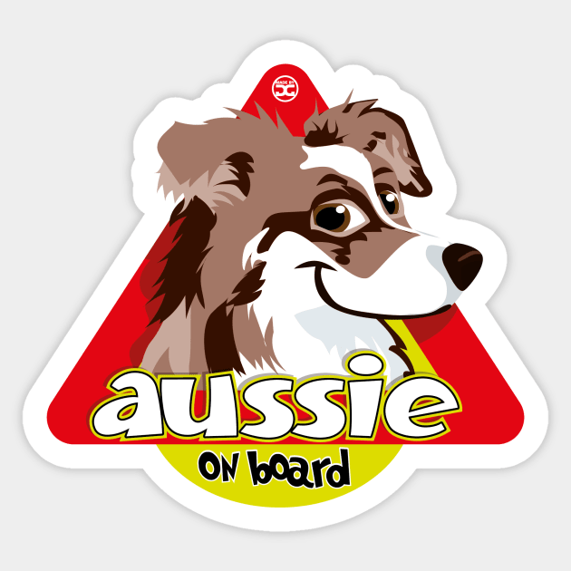 Aussie on Board - Brown Merle Sticker by DoggyGraphics